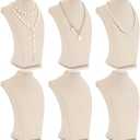 Kigley 6 Pcs Linen Necklace Display Bust Jewelry Holder Necklace Retail Mannequin Display Stand for Jewelry Selling Vendors Shows (11.4 x 6.9 Inch)