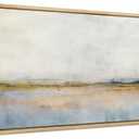 SIGNFORD Extra Large Framed Canvas Print Wall Art Reflective Lake with Golden Accents Illustrations Modern Art Calm Warm for Living Room, Bedroom, Office - 60"x30"