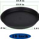 4 Pack of 16 inch Plant Saucer (13.5" Base), Heavy Duty Plastic Plant Tray for Pots, Flower Water Trays for Indoors, Bird Bath Bowls, Plant Drip Saucers for Planter 16" (Black)
