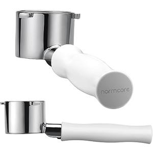 Normcore 51mm Bottomless Portafilter for DeLonghi La Specialista, 3-Ear Naked Espresso Tool with White Anodized Handle for EC9155 9335 9355 9665 EC9335, 23-25g Barista Basket Included