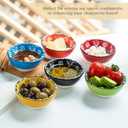 Ceramic Small Dipping Bowls Set of 6, 3.5 Oz Soy Sauce Dish, Handmade Charcuterie, Colorful Pinch, Dishwasher & Microwave Safe, 3.2'' Mini (FLOWER BLOOM)