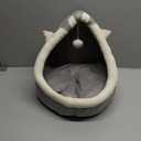 Covered Cat Bed, Orthopedic Memory Foam Cat Beds for Indoor Cats, Enclosed Cave Design with Washable Inner Cushion, Pink Cat Ears & Hanging Pom - Pom for Large Cats & Small Dogs