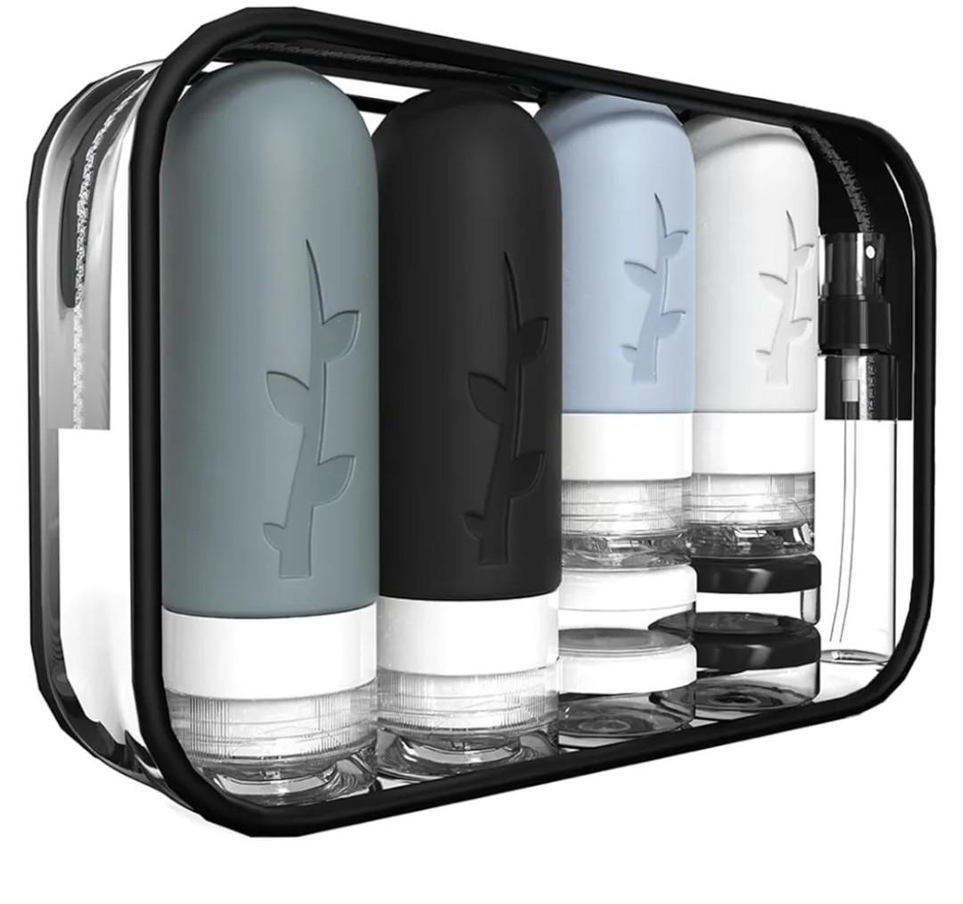 18-pack Travel Bottles for Toiletries, TSA Approved Silicone Travel Containers for Toiletries, Leak Proof Refillable Liquus Shampoo and Conditioner travel Essentials toiletry Bottles