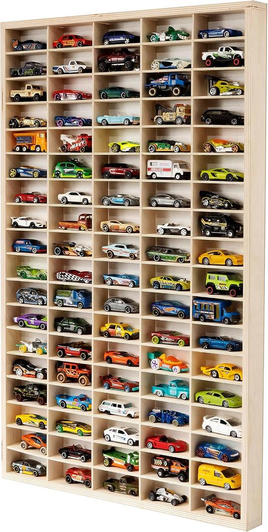 Display Cabinet Compatible with Hot Wheels Lorry Design – Toy Storage Shelves with 90 Slots – Heavy Duty Wooden Cube Storage Box – Modern Design, Size Name: 90 Slots / 50 x 79cm