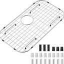 Sink Protector Grid 26-1/16" x 14-1/16", Rear Drain with Corner Radius 3-1/2", 304 Stainless Steel Material Sink Bottom Grid for Single Bowl Sink (Rear Drain)