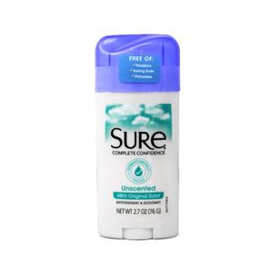 Sure Original Solid Unscented, Anti-Perspirant Deodorant 2.70 oz (Pack Of 1)