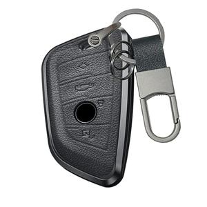 Lanyun Key fob Cover Compatible with BMW X5 X3 X7 X1 X2 X4 X6 2 5 6 7 Series BMW gt3 gt5 M5 M6 Aluminium and Leather Remote Key Protector B Type