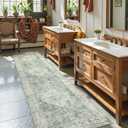 LIVEBOX Washable 2.5x8 Runner Rugs for Entryway Bathroom, Boho Kitchen Floor Mats Long Rug Runners for Hallways Non Slip, Farmhouse Low-Pile Carpet Runners for Laundry Room, Sage Green