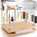 HEJIN Book Binding Kits, Bamboo Wood Book Press with Plastic Bone Folder, Waxed Thread, Book Binding Materials for Beginners Bookbinding Supplies