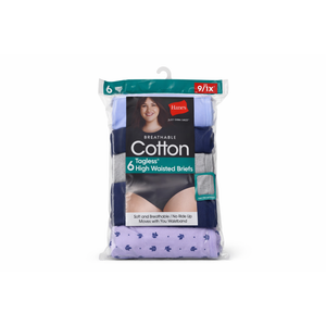Hanes Women's Brief Panties, 6-Pack, 100% Cotton Briefs, Moisture-Wicking Cotton Brief Underwear, 6-Pack, Size 9, Assorted Solids/Prints/Heathers