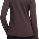 baleaf Women's Thermal Tops Long Sleeve Fleece Running Shirts Thumbhole Cold Weather Winter Gear Workout Base Layer (Dark Brown, M)