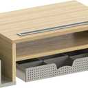 Simple Houseware Desk Monitor Stand Riser with Adjustable Organizer tray (Oak)