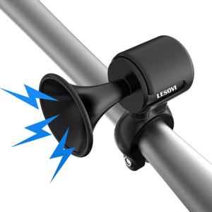 Electric Bike Horn, 120dB Electronic Bicycle Bell with 300mAh Rechargeable Battery Operated/IPX5 Waterproof, Loud Bike Bell for Adults/Kids (EH-2 PLUS Black)