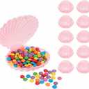 Veemoon Sea Shell Candy Boxes, 10pcs Sea Clam Favor Box Plastic Chocolate Container Seashell Jewelry Case Party Seashell Holder for Wedding Birthday Beach Party Decorations, Pink