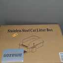 Stainless Steel Litter Box with Lid, XL Extra Large Metal Cat Litter Box for Big Cats, High Sided Design with Scoop & Pedal, Non-Stick, Anti-Leak, Easy to Clean-Light Grey (1_Pack)