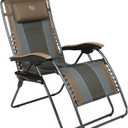 TIMBER RIDGE Outdoor Reclining Patio Padded with Adjustable Headrest and Cup Holder Foldable Zero Gravity Lawn Chair XL for Adults, Support up to 350 LBS, Brown,1 Count (Brown-1 Pack)