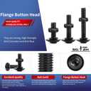 M6 x 50mm Flanged Button Head Socket Cap Screws Bolts, Nuts, Flat & Lock Washers, 20Pcs 18-8 (304) Stainless Steel, Fully Threaded, Black Oxide by SG TZH (with Hex Spanner)