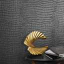 Zeeko Black Peel and Stick Wallpaper 23.6" x 400" Removable Crocodile Wallpaper Embossed Contact Paper Textured Wall Paper for Cabinet Bedroom Bathroom