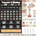 Fancy Land Boho Calendar and Weather Pocket Chart for Kids with 148 Cards Classroom Calendar Pocket Chart School Homeschool Calendar Classroom Supplies Large 44.5" x 28.3"