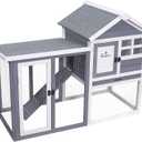 GEGURI Large Rabbit Hutch Indoor Outdoor Chicken Coop Wooden Bunny Cage with Waterproof Roof (48''L x 24''W x 36''H Grey)