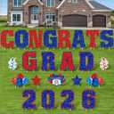 Chunful 23 Pcs 2026 Graduation Yard Sign Decorations,Blue and Red Class of 2026 Congrats Graduation Lawn Signs Large Grad Yard Signs with 46 Stakes for Outdoor Lawn Party Decor Supplies