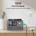 15W Fast Wireless Charger with Bluetooth Speaker and Alarm Clock Radio,4 in1 Wireless Charging Station for iPhone,Android Phones with FM Radio for Bedroom (7inch, Gray)
