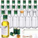 Reallnaive 20 Pack 3 oz Mini Glass Olive Oil Bottles Set, Homemade Wedding Sauce Gift Bottles Leakproof Screw Cap, Thank You Wedding Stickers for Storing Oil Honey Bridal Baby Shower Favors (Green)