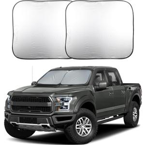 EcoNour 2-Piece Foldable Truck Window Sun Shade, Blocks UV Rays & Heat, Keeps Interior & Dashboard Cool, Durable Automotive Interior Accessory, Large Fit (32.5" L x 36" W)