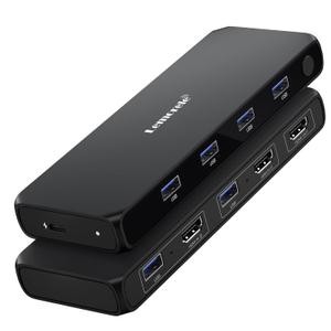 HDMI KVM Switch, Lemorele 4K@30Hz KVM Switch 2 PC 1 Monitor, 4 USB 3.0 HDMI Switches for 2 Computer Parts Keyboard, Mouse and HD Monitor, 2 x 1m USB A 3.0 Cables Included