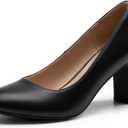 DREAM PAIRS Women's Block Heels Closed Toe High Chunky Rounded Toe Pumps Comfortable Slip On Work Shoes (8.5, Black-pu)