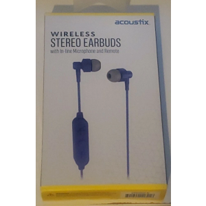 Acoustix Wireless Stereo Earbuds w In-Line Microphone and Remote Pack of 3