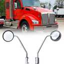 Round Hood Mirrors Compatible with Kenworth T680 T880 Peterbilt 579 587, Pair of Left Driver & Right Passenger Side Chrome Mirrors Replacement, 18''
