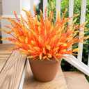 Artificial Fall Fake Outdoor Plants Flowers for Autumn Decoration,10 Bundles Faux Plastic Tall Monkey Grass Greenery UV Resistant Realistic for Home Outside Planter Window Porch Patio Garden (Orange)