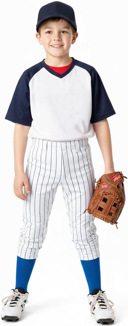 DEVOROPA 2T/3T/4T/5T to Big Kids Youth Boys Baseball Pants Girls Softball Pants Fast Pitch Tee Ball Practice Pants Pockets, M