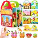 hahaland Busy Book for Toddlers 1-3 - Farm Animals Quiet Busy Board for 1 Year Old, Montessori Toys for 1 Year Old Boy Girl Gifts, Educational First Activity Books Felt Board Toddler Travel Toys