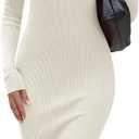 ninovino Women's Turtleneck Ribbed Knit Long Sleeve Slim Fit Sweater Dress (Medium, Ivory White-141)