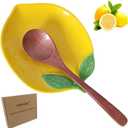 Cute Ceramic Spoon Rest & Holder for Stove Top, Lemon Shaped Coffee & kitchen Spoon Rest & Holder for Kitchen Counter, Stove & Cooking Spoon Holder for Ladle & Utensil & Spatula & Tong Rest (Yellow)