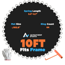 10FT Trampoline Mat Replacement 10 FT Trampoline Replacement Mat Jumping Mat with 64 V-Rings, Fits 5.3"-5.5" Springs 10FT Round Trampoline Frame, Spring Tool Gloves Included
