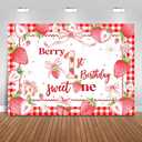 Berry 1st Birthday Backdrop 7x5ft Strawberry Happy First Birthday Photography Background Party Decorations for Girls Sweet One Banner Photo Booth Props