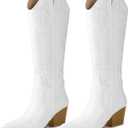 Arromic Cowboy Boots for Women Comfortable Womens Embroidered Western Cowgirl Knee High Boots Pointed Toe Zipper Chunky Heel Country Outfit Retro Tall Boots 10