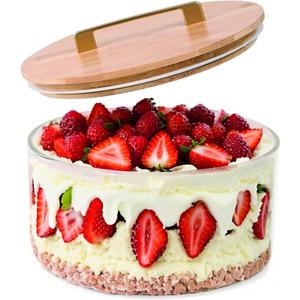 Rkyhwowby 10 inch Large Salad Bowl, Trifle Bowl Glass with Sealed Lid, Versatile Mixing and Serving Bowl for Laying Ice Cream, Cake, Cupcake, Salad, Fruit, Baking, Dessert and Party Diy, Microwave Safe