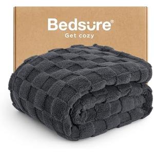 Bedsure GentleSoft Dark Grey Throw Blanket for Couch - Checkered Fleece Blankets Gifts for Kids Girls, Cute Soft Cozy Throw for Bedroom Home Decor Gifts, 50x60 Inches