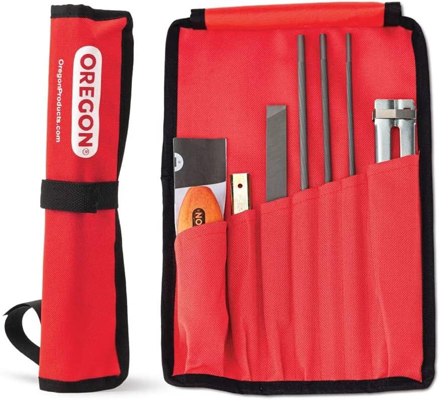 Oregon Universal Chainsaw Field 7pc Sharpening Kit - Includes 5/32", 3/16", and 7/32" Round Files, 6" Flat File, Handle, Filing Guide, and Travel Pouch (617067)