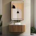 Head West 24'' x 36'' Metro Beveled Edge Mirror with Beaded Glass Frame, Wall Mounted Rectangle Mirror for Bathroom Vanity, Over Sink, Entryway, and Bedroom, Champagne Silver