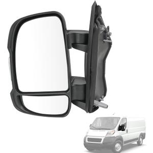 Door Mirror Left Driver Side Replacement For Ram ProMaster 1500 2500 3500 2014-2022, Replace 5VE99JXWAF CH1320417, Black 2+2wires