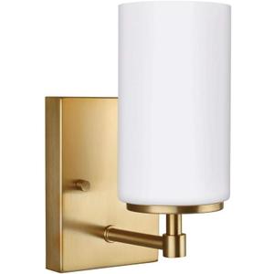 Generation Lighting 4124601-848 Alturas One - Light Wall/Bath Sconce Vanity Style Fixture, Satin Brass Finish, 100 Total Watts, 8.75 Inch Height, 4.375 Inch Wide