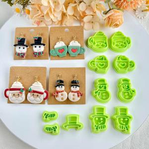 11pcs Christmas Snowman Polymer Clay Cutter Sets, Clay Cutters for Clay Jewelry, Clay Cutters for Earrings Square, Polymer Clay Kit for DIY Tools Jewelry Earrings Making