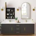 Medicine Cabinets for Bathroom, Brush Gold Arched Medicine Cabinet Recessed or Surface Wall-Mounted,Modern Bathroom Vanity Mirror with Storage, Mirrored Cabinet with Adjustable Shelves,16x31 Inch
