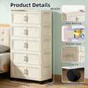 5 Tier Foldable Storage Cabinet with Lids, 313QT Large Premium PP Storage Organizer with Magnetic Doors and Wheels, Heavy Duty White Storage Bins for Home, Office, Kitchen, Dorm