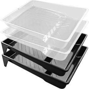 Great Andrew 4 Pack Paint Tray Liners 9 Inch, 2 PC Sturdy Plastic Tray with 2 PCS Disposable Paint Tray Liners, Paint Roller Trays, Paint Pan Liners for DIY Painting Projects, Walls, Furniture